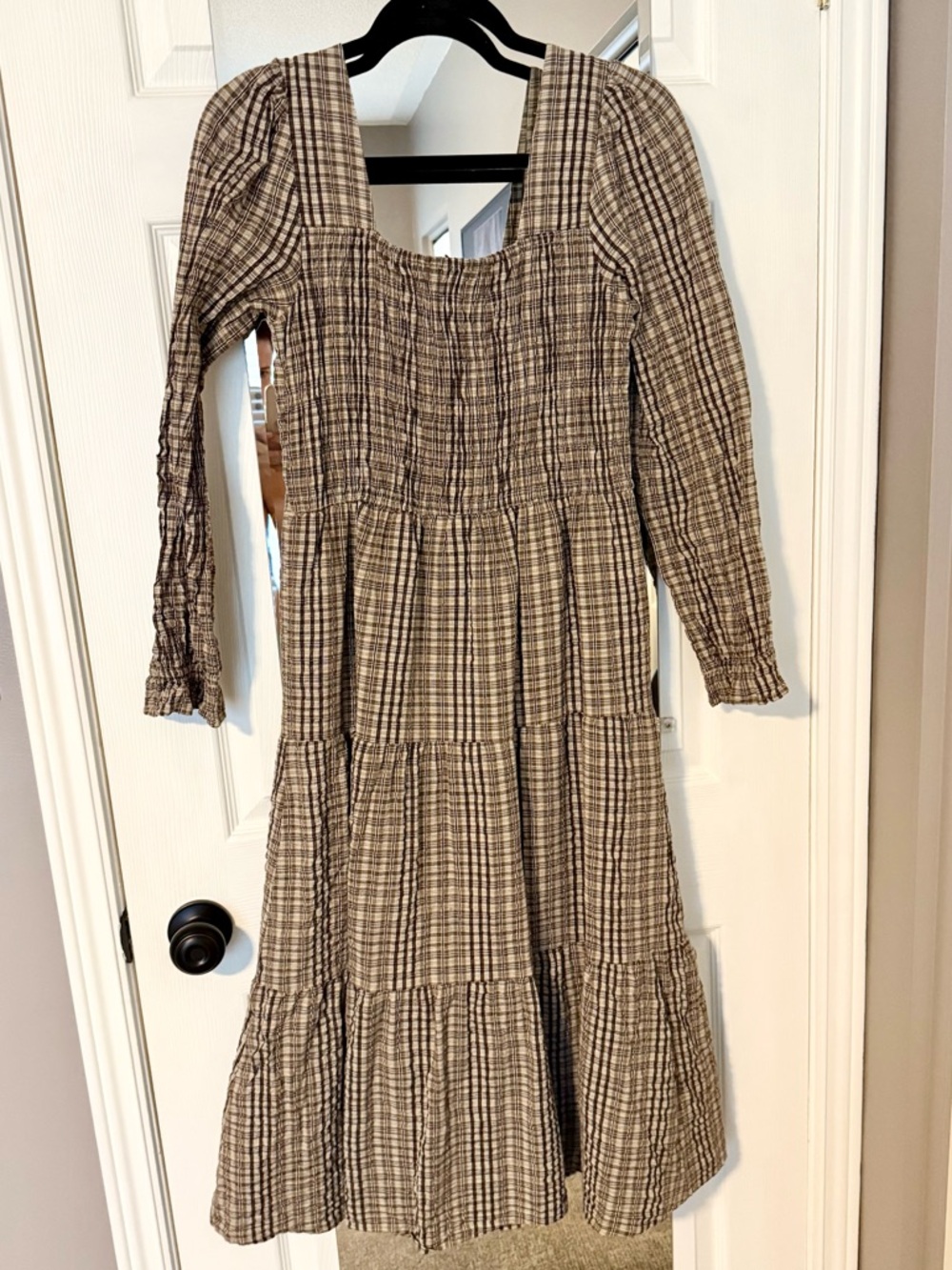 Cream the Brand - Plaid Tiered Women's Dress in Neutrals - Picture 2 of 5